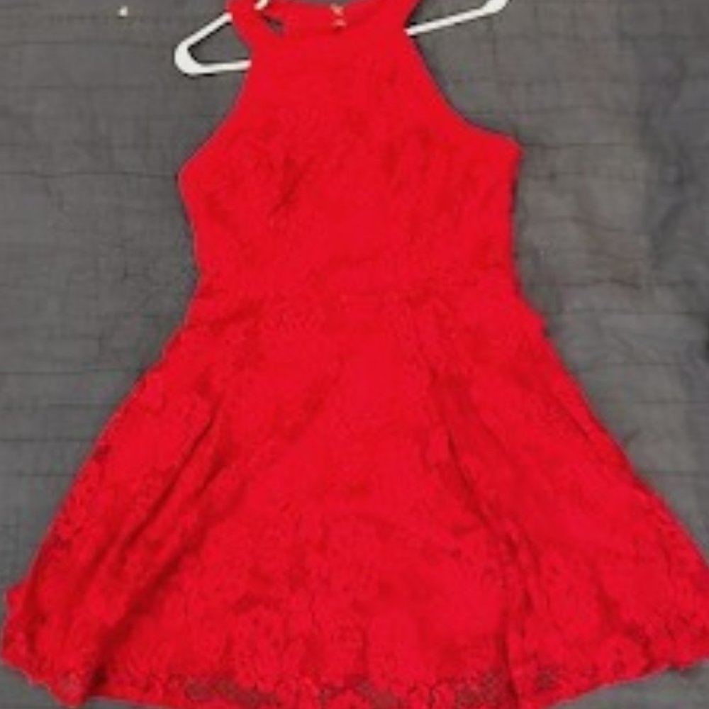 Red Lace Mini Dress (w/ POCKETS!)
